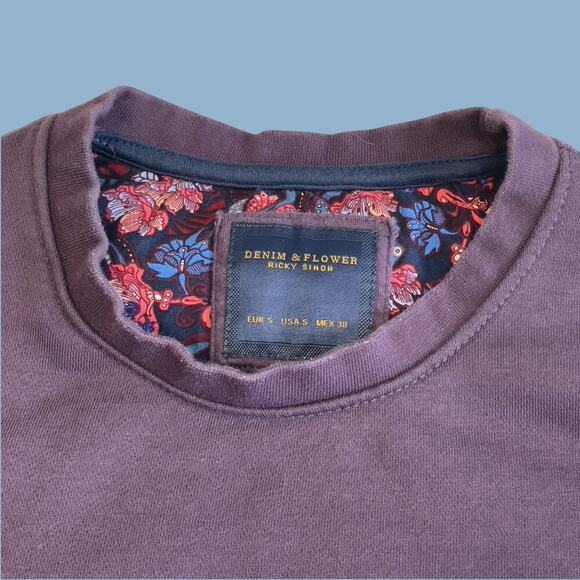 Denim & Flower Ricky Singh Purple Pullover Sweatshirt Small - Picture 3 of 7